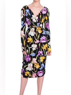 Dolce & Gabbana Black Floral Midi Dress, Italy Size 42